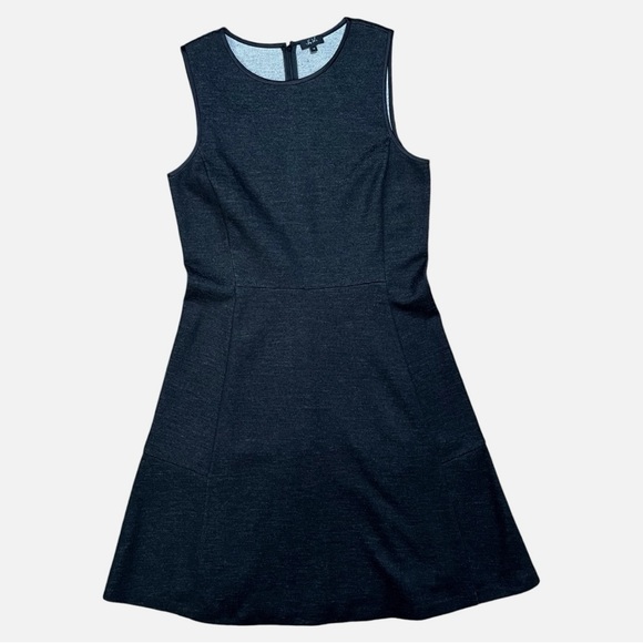 Theory Nikay Jackson Wool Blend A-Line Sleeveless Dress NWOT Dark Charcoal Sz 12 - Picture 1 of 13